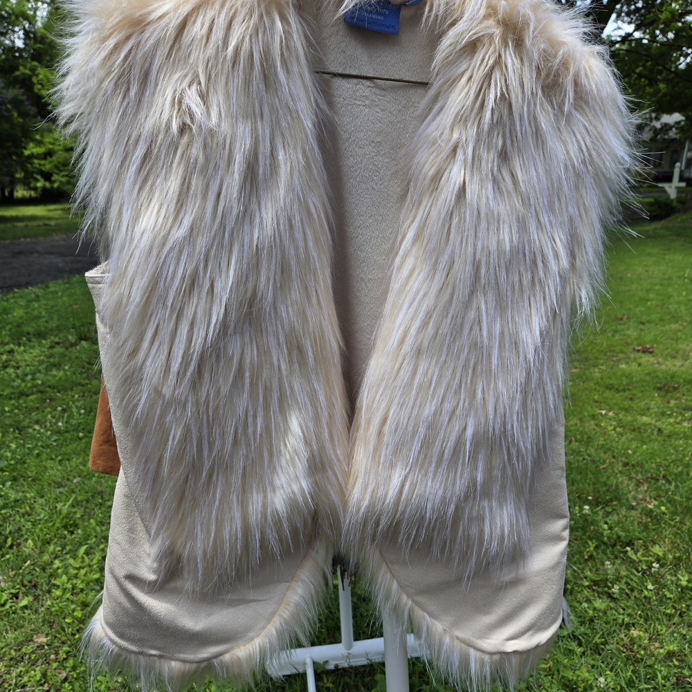 Faux Fur Vest in Cream and Tan